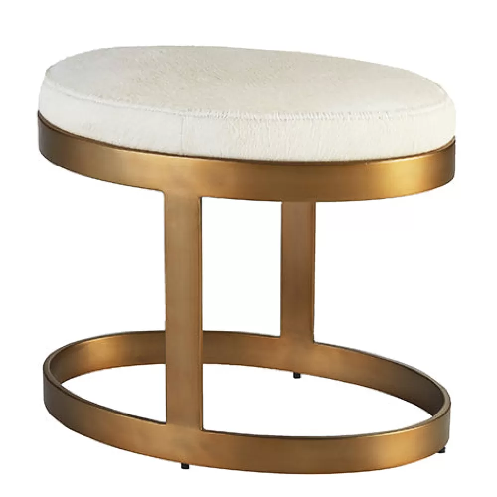 New Ellipse Bench Ivory Antique Gold Seating