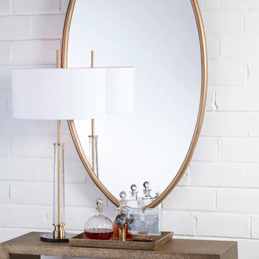 Shop Ellipse Mirror Oval Antique Brass Mirrors