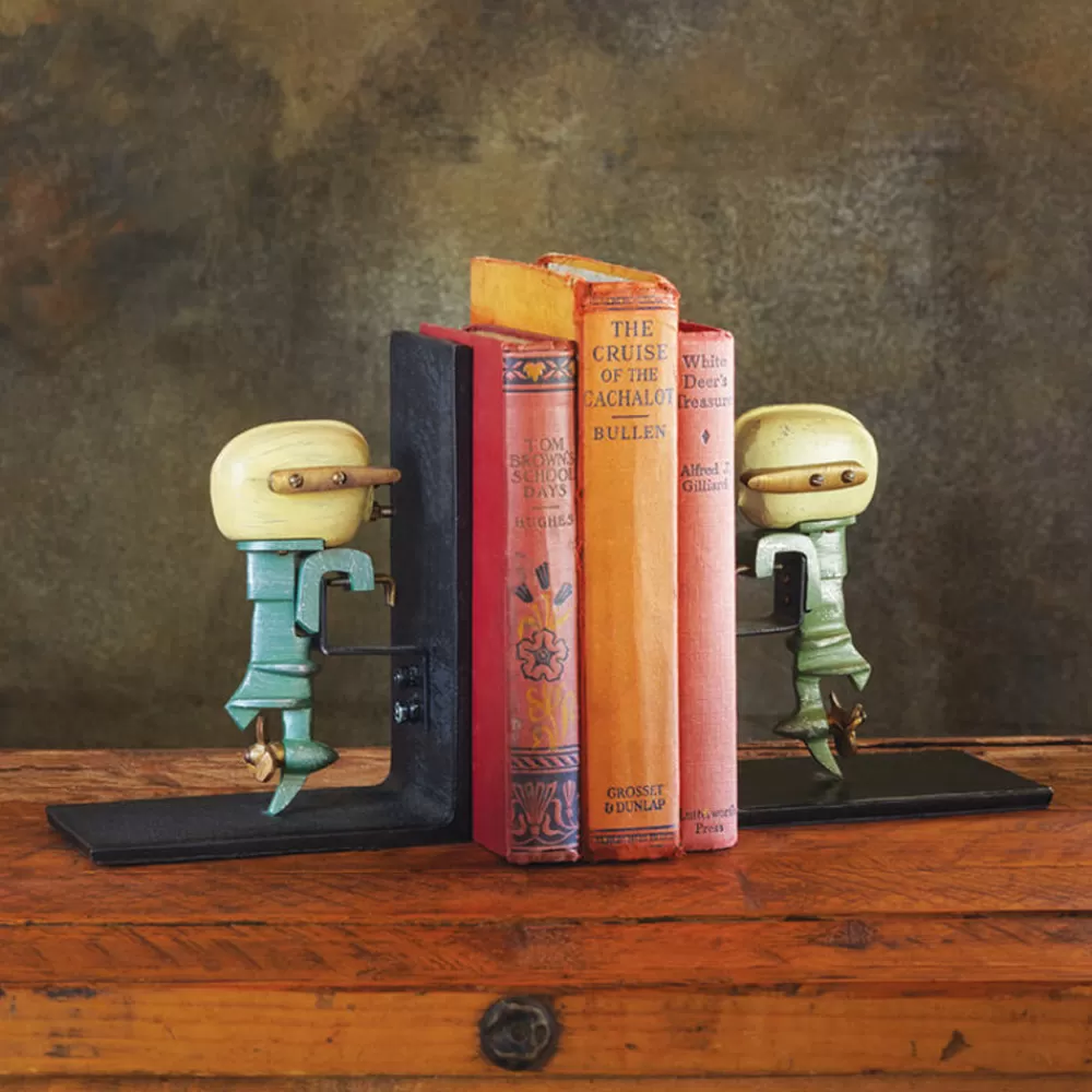 Store Outboard Motor Bookends Painted Bookends