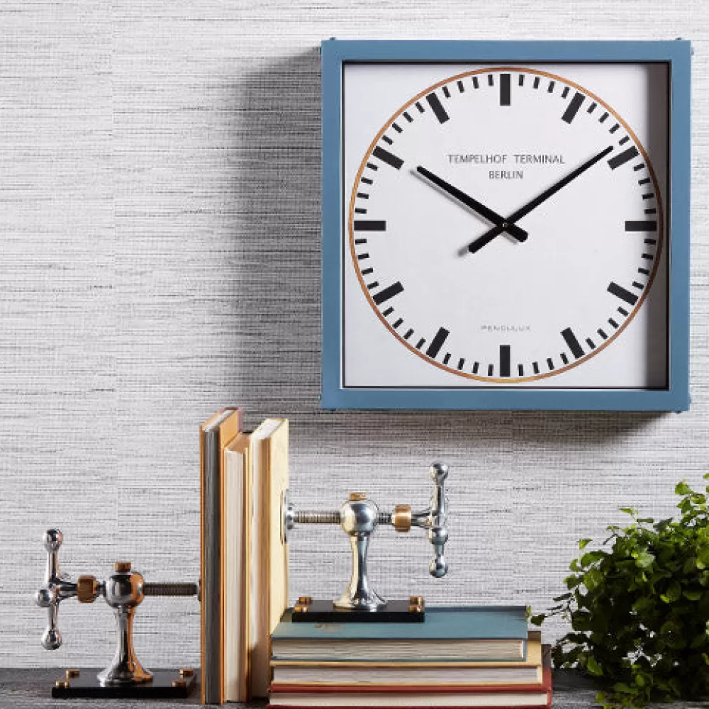 Cheap Tempelhof Terminal Clock Blue Wall Clocks