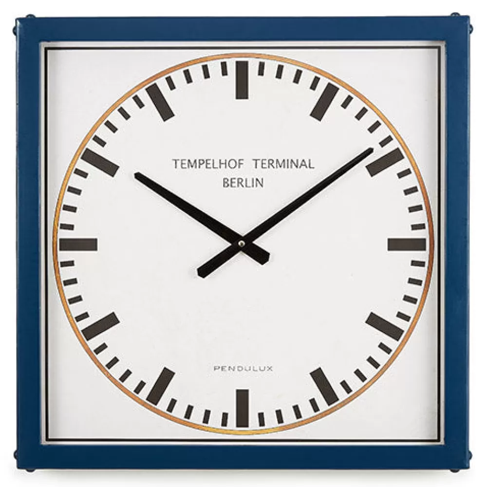 Cheap Tempelhof Terminal Clock Blue Wall Clocks